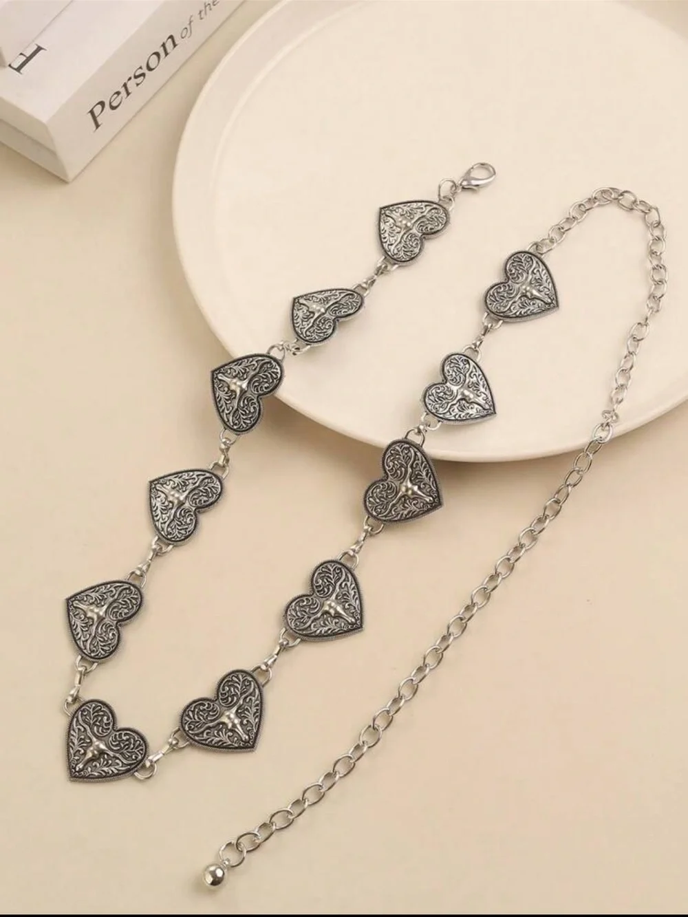 Western Silver Heart Chain Belt NEW 🏷️